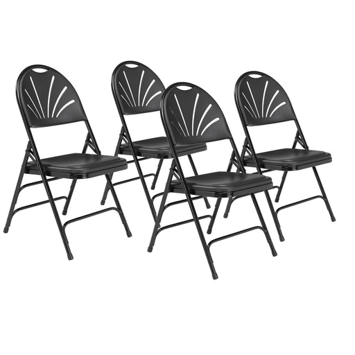 NPS® 1100 Series Deluxe Fan Back with Triple Brace Double Hinge Folding Chair, Pack of 4