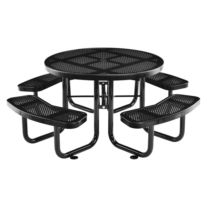 Global Industrial 46" Round Picnic Table, Perforated Metal