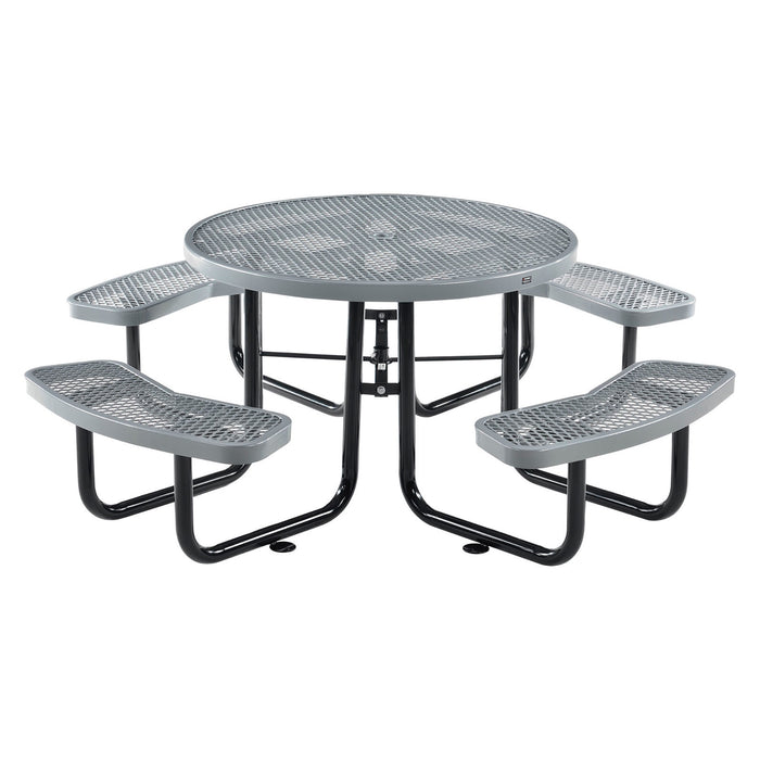 Global Industrial 46" Round Picnic Table, Expanded Metal