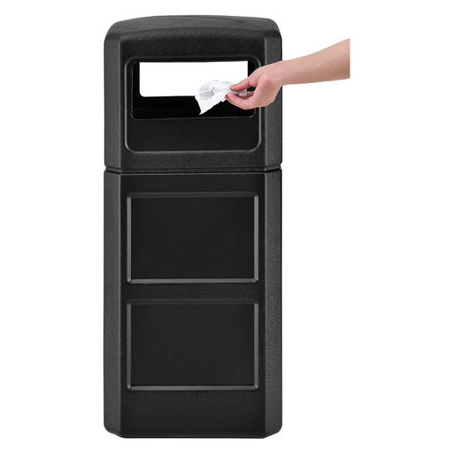 Global Industrial Square Plastic Waste Receptacle With Dome Lid, 42 Gallon, Black