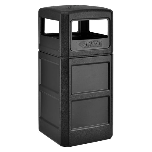 Global Industrial Square Plastic Waste Receptacle With Dome Lid, 42 Gallon, Black