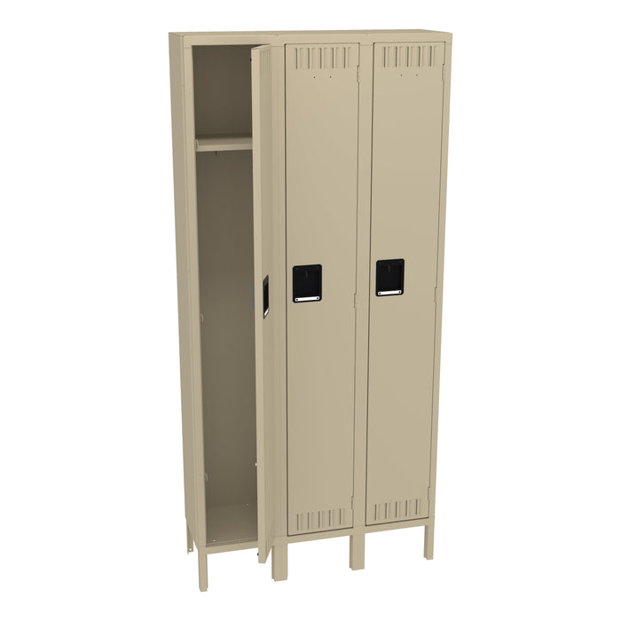 Tennsco Single Tier Locker - Three Wide With Legs (Assembled) 78 x 12 x 36