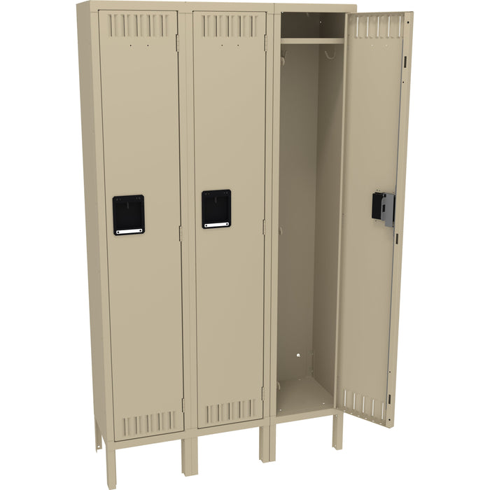 Tennsco Single Tier Locker - Three Wide With Legs (Assembled) 66 x 12 x 36