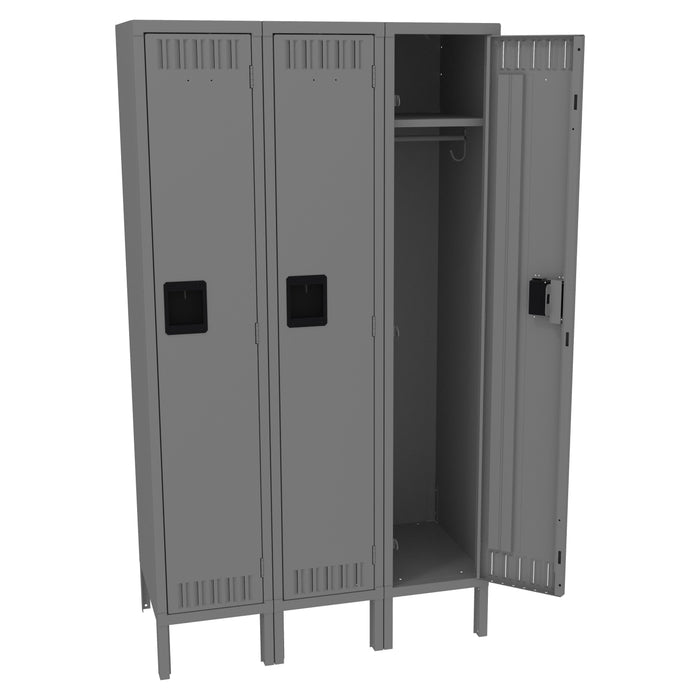 Tennsco Single Tier Locker - Three Wide With Legs (Assembled) 66 x 18 x 36