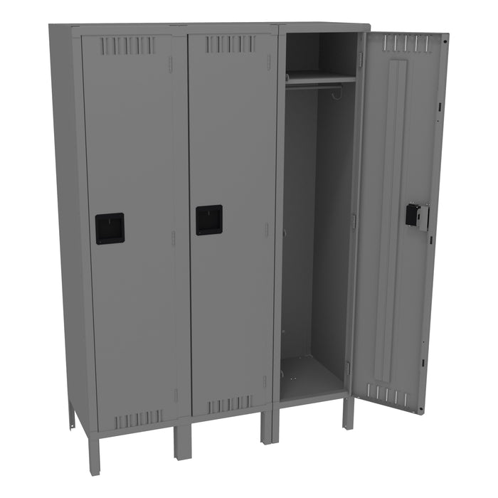 Tennsco Single Tier Locker - Three Wide With Legs (Assembled) 66 x 18 x 45