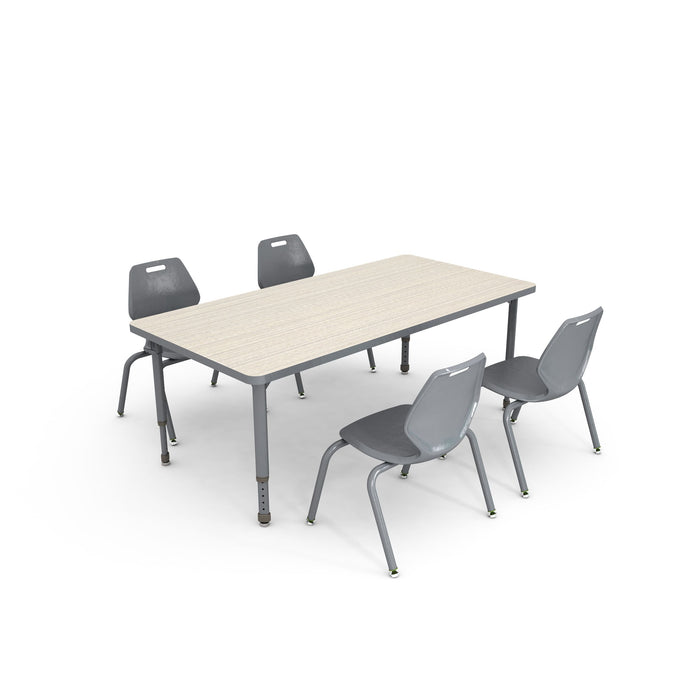 A&D Rectangle Adjustable Elementary Height Activity Table with Chairs